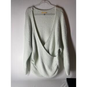 Urban Outfitters Kane Wrap Sweater Slouchy Chunky Knit Pale Mint Green XXXL 3X